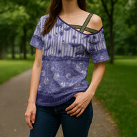 Hawaii Christmas In July Cross Shoulder Shirt Amethyst Purple Mele Kalikimaka Sea Animals