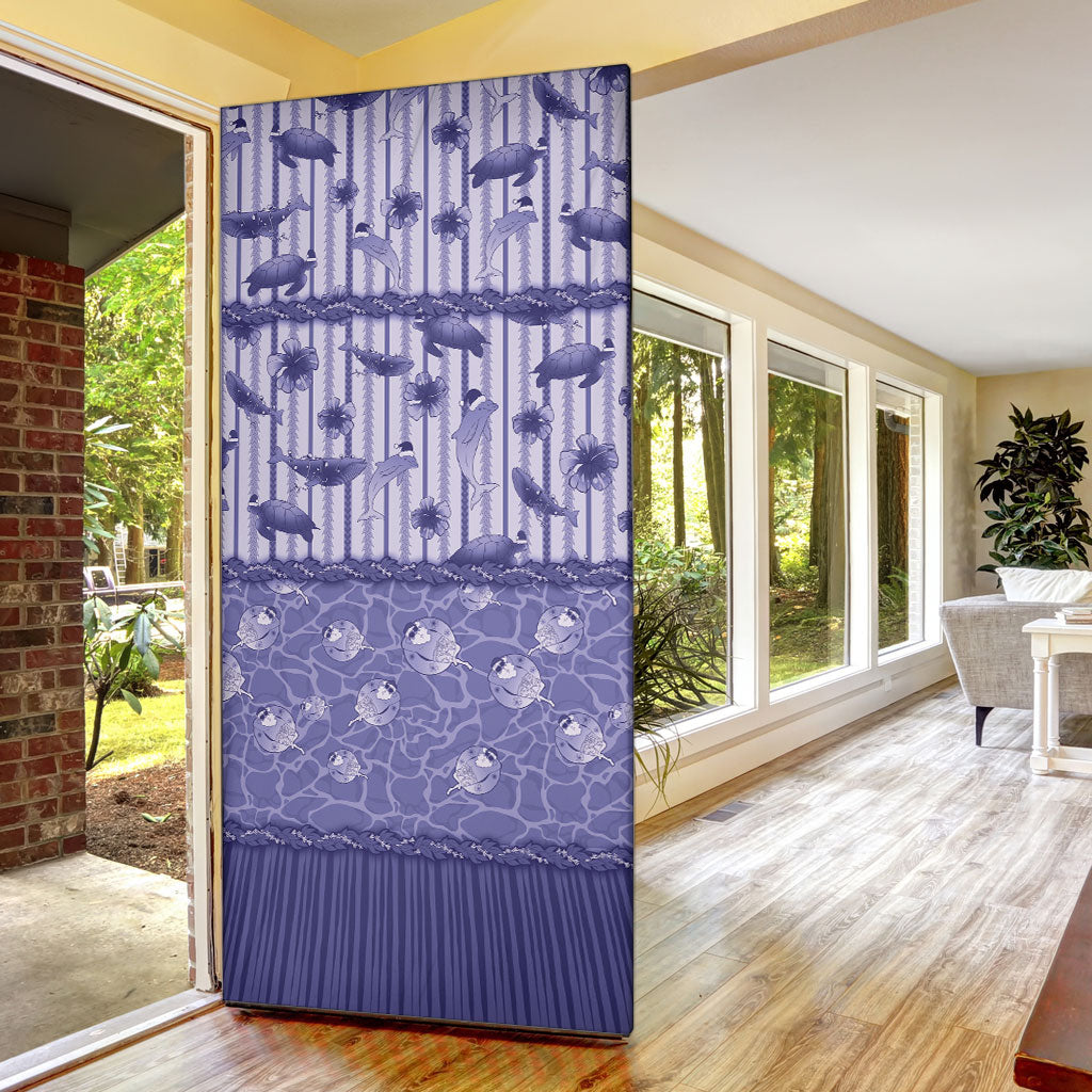 Hawaii Christmas In July Door Cover Amethyst Purple Mele Kalikimaka Sea Animals