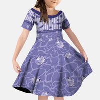 Hawaii Christmas In July Family Matching Off The Shoulder Long Sleeve Dress and Hawaiian Shirt Amethyst Purple Mele Kalikimaka Sea Animals