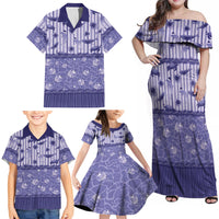 Hawaii Christmas In July Family Matching Off Shoulder Maxi Dress and Hawaiian Shirt Amethyst Purple Mele Kalikimaka Sea Animals