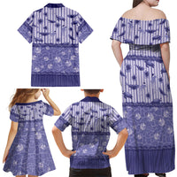 Hawaii Christmas In July Family Matching Off Shoulder Maxi Dress and Hawaiian Shirt Amethyst Purple Mele Kalikimaka Sea Animals