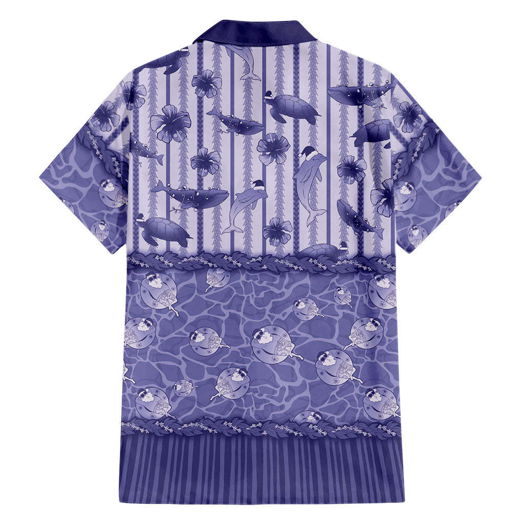 Hawaii Christmas In July Family Matching Puletasi and Hawaiian Shirt Amethyst Purple Mele Kalikimaka Sea Animals