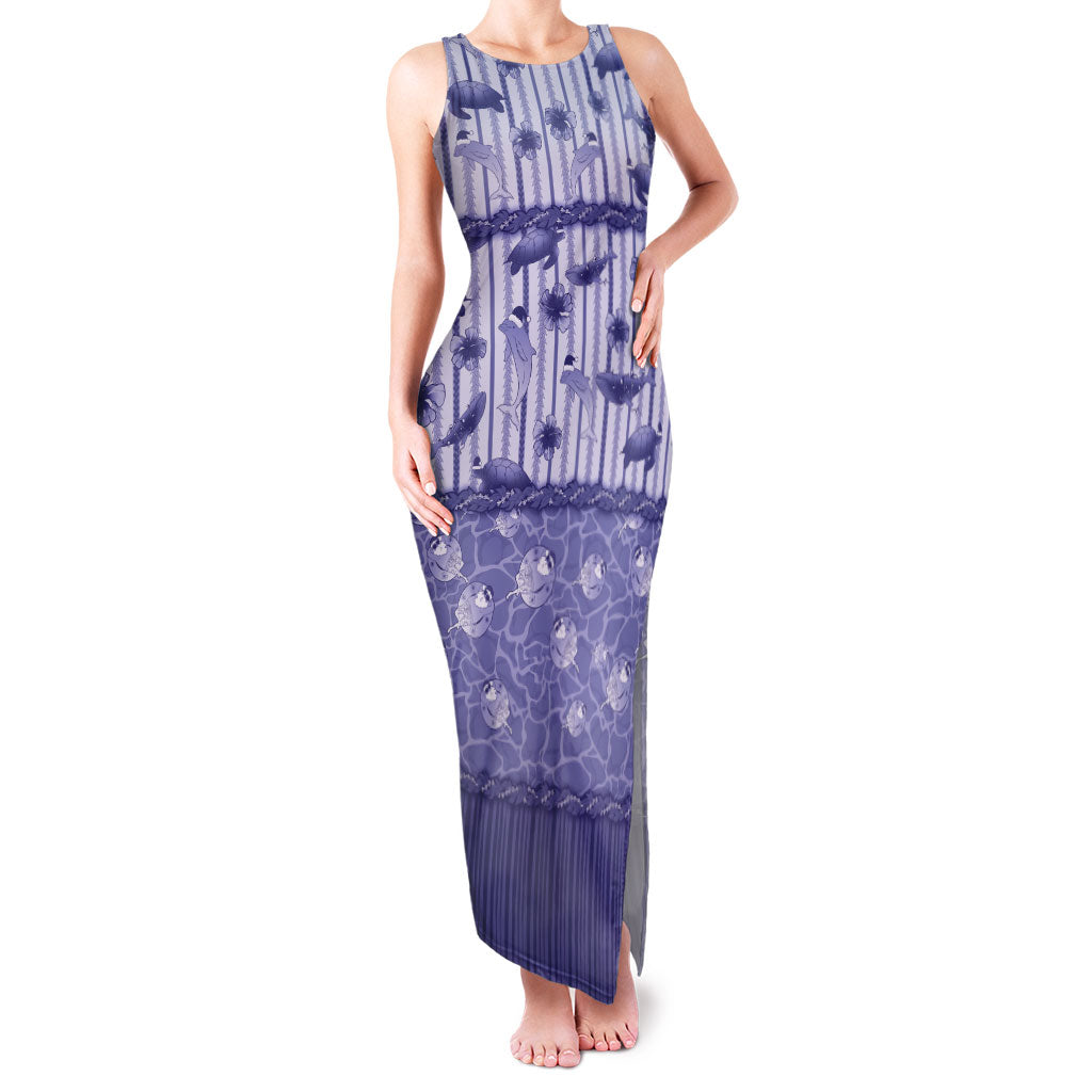 Hawaii Christmas In July Family Matching Tank Maxi Dress and Hawaiian Shirt Amethyst Purple Mele Kalikimaka Sea Animals