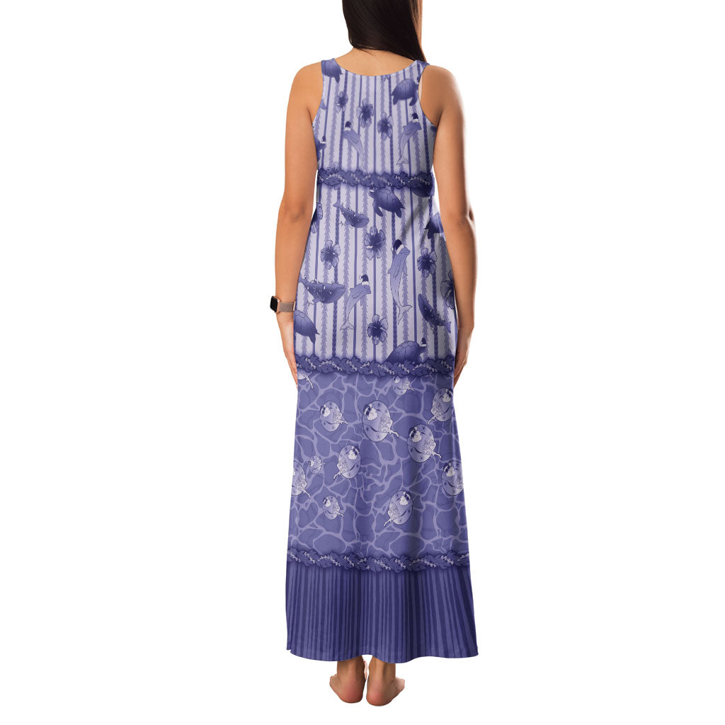 Hawaii Christmas In July Family Matching Tank Maxi Dress and Hawaiian Shirt Amethyst Purple Mele Kalikimaka Sea Animals