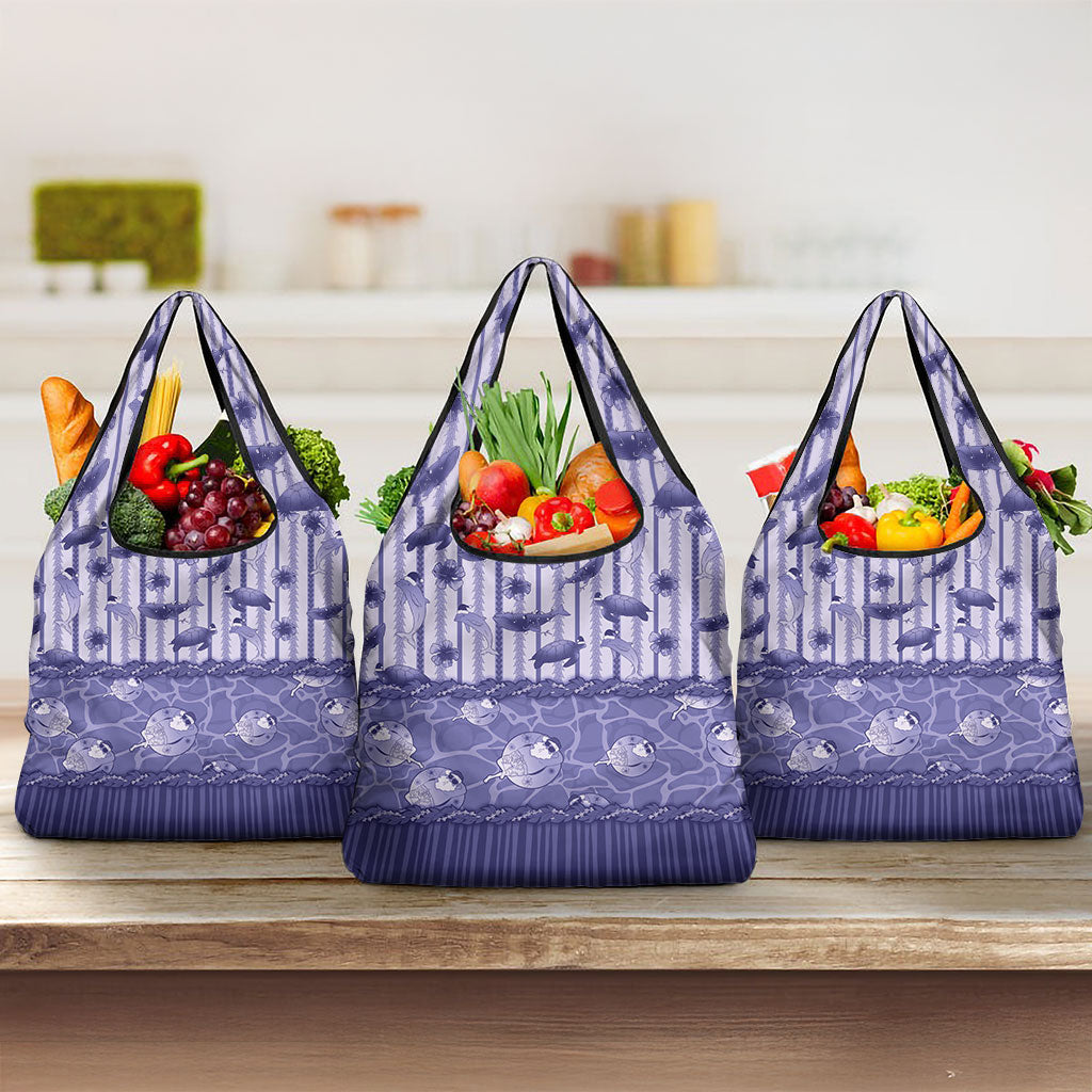 Hawaii Christmas In July Grocery Bag Amethyst Purple Mele Kalikimaka Sea Animals