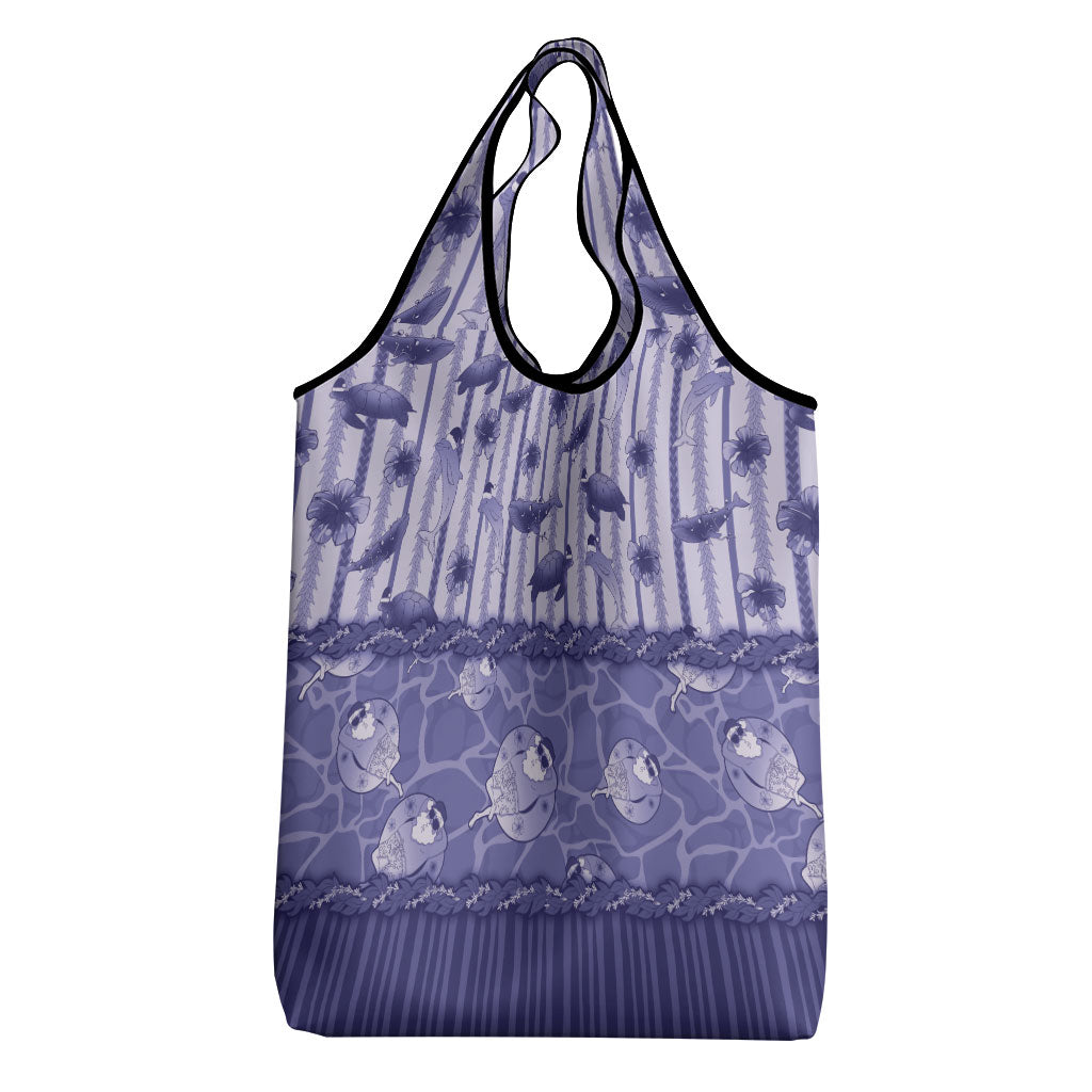 Hawaii Christmas In July Grocery Bag Amethyst Purple Mele Kalikimaka Sea Animals