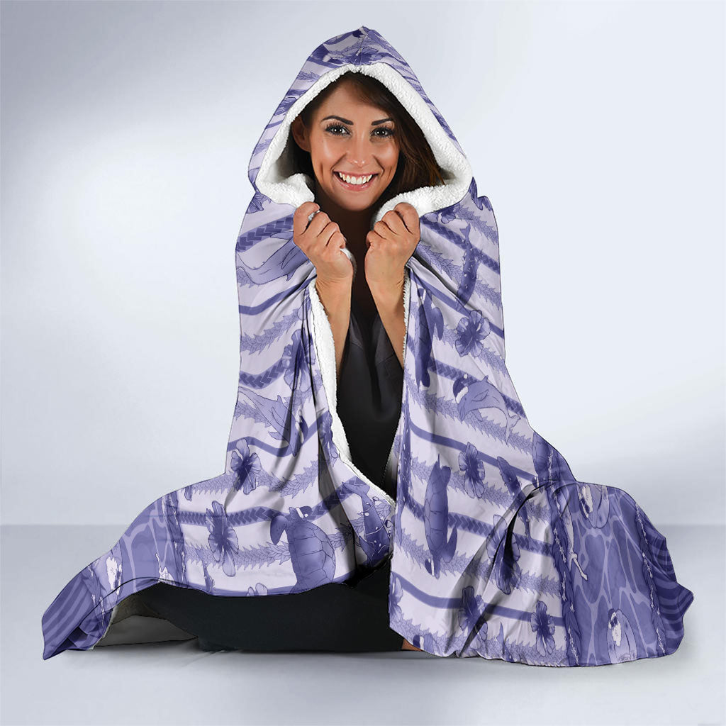 Hawaii Christmas In July Hooded Blanket Amethyst Purple Mele Kalikimaka Sea Animals