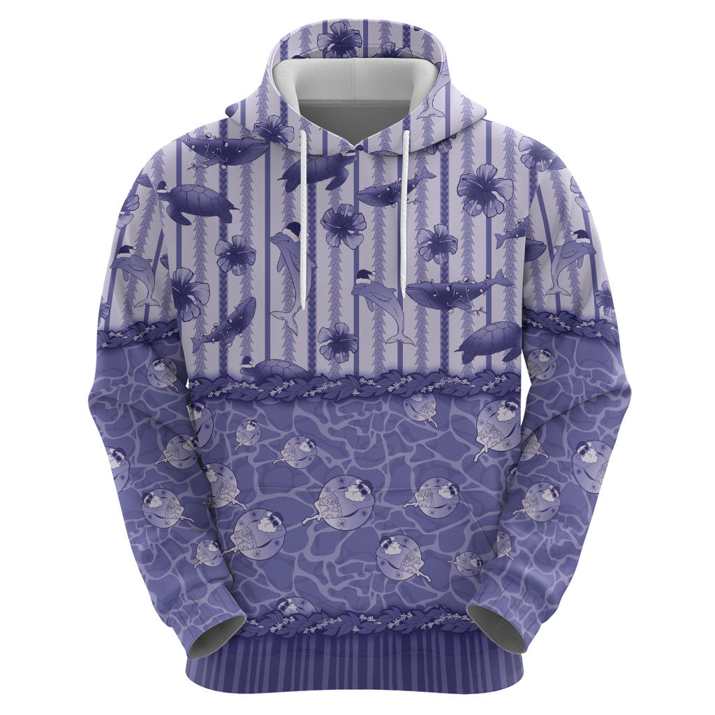 Hawaii Christmas In July Hoodie Amethyst Purple Mele Kalikimaka Sea Animals
