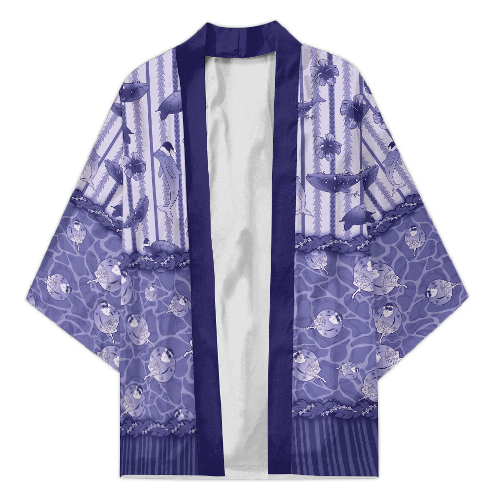 Hawaii Christmas In July Kimono Amethyst Purple Mele Kalikimaka Sea Animals