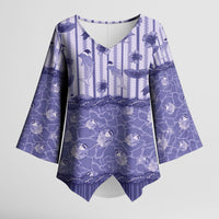 Hawaii Christmas In July Kimono Sleeve Blouse Amethyst Purple Mele Kalikimaka Sea Animals
