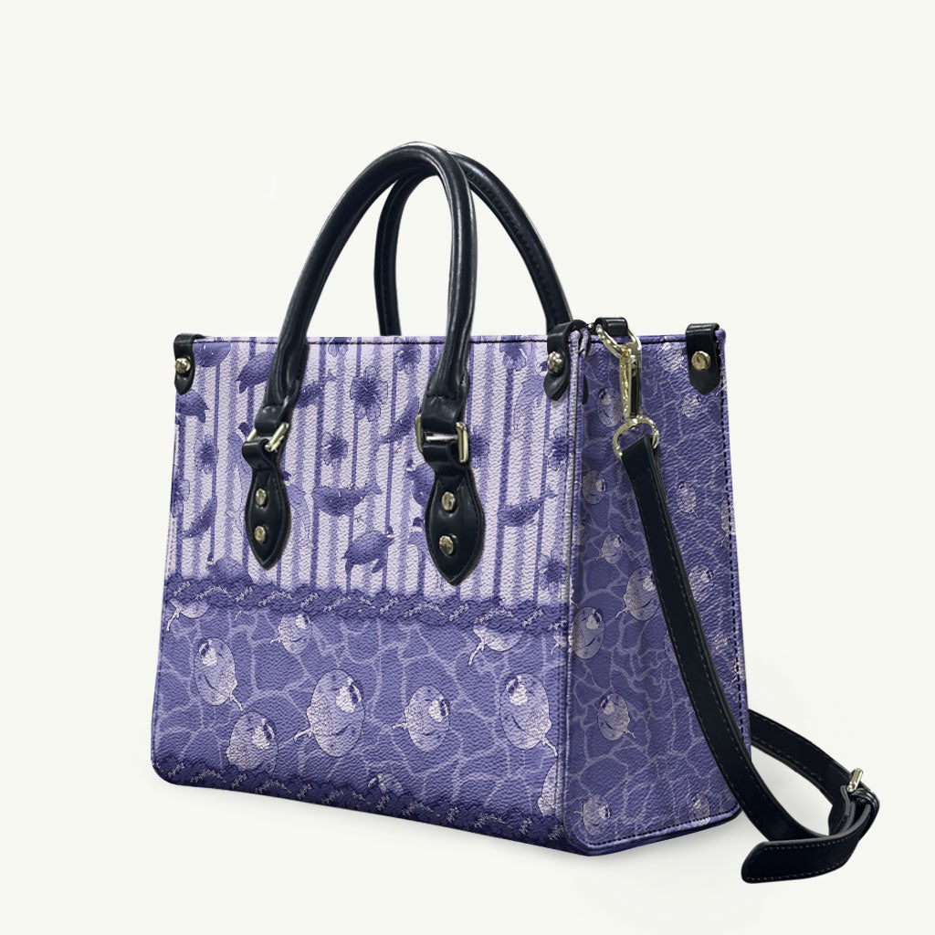 Hawaii Christmas In July Leather Bag Amethyst Purple Mele Kalikimaka Sea Animals