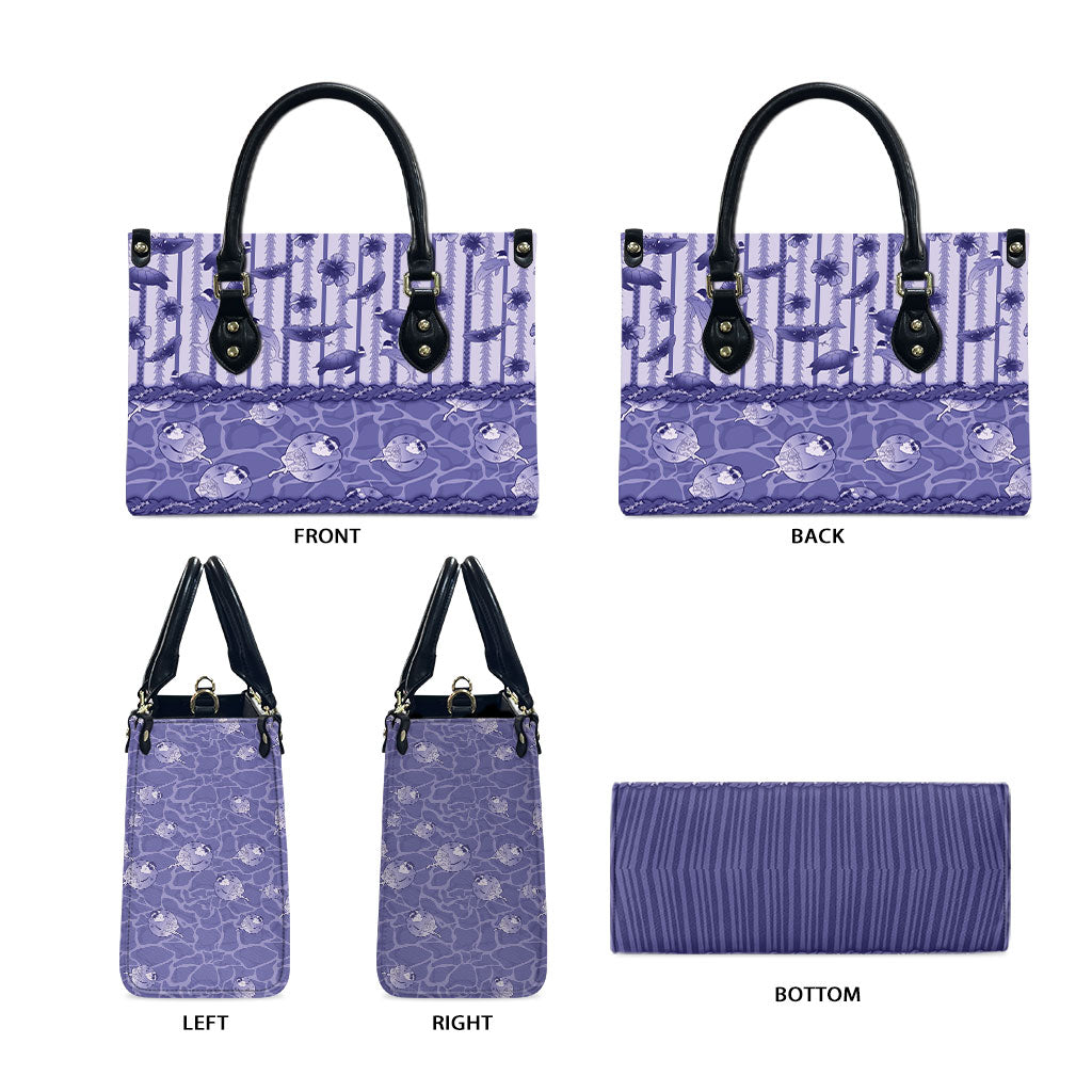 Hawaii Christmas In July Leather Bag Amethyst Purple Mele Kalikimaka Sea Animals