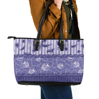 Hawaii Christmas In July Leather Tote Bag Amethyst Purple Mele Kalikimaka Sea Animals