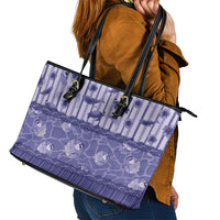 Hawaii Christmas In July Leather Tote Bag Amethyst Purple Mele Kalikimaka Sea Animals