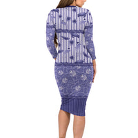 Hawaii Christmas In July Long Sleeve Bodycon Dress Amethyst Purple Mele Kalikimaka Sea Animals