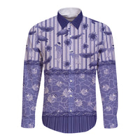 Hawaii Christmas In July Long Sleeve Button Shirt Amethyst Purple Mele Kalikimaka Sea Animals
