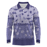 Hawaii Christmas In July Long Sleeve Polo Shirt Amethyst Purple Mele Kalikimaka Sea Animals