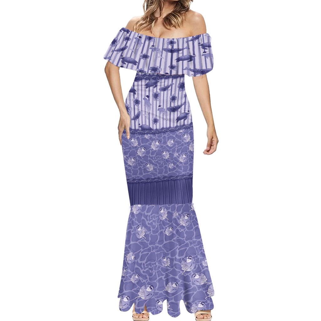 Hawaii Christmas In July Mermaid Dress Amethyst Purple Mele Kalikimaka Sea Animals