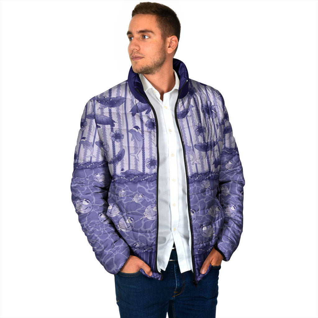 Hawaii Christmas In July Padded Jacket Amethyst Purple Mele Kalikimaka Sea Animals