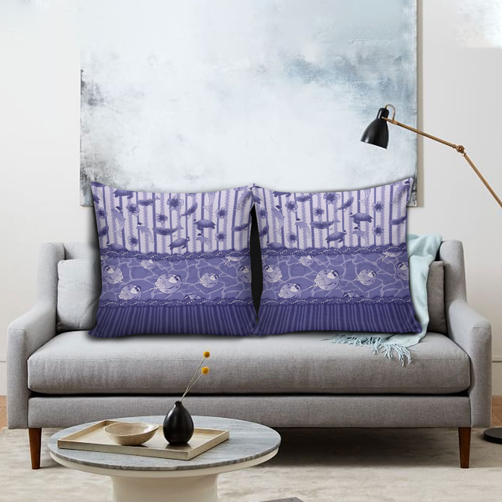 Hawaii Christmas In July Pillow Cover Amethyst Purple Mele Kalikimaka Sea Animals