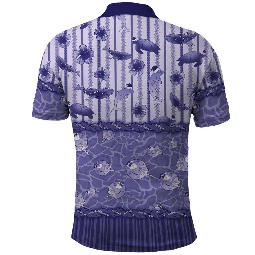 Hawaii Christmas In July Polo Shirt Amethyst Purple Mele Kalikimaka Sea Animals