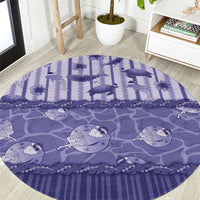 Hawaii Christmas In July Round Carpet Amethyst Purple Mele Kalikimaka Sea Animals