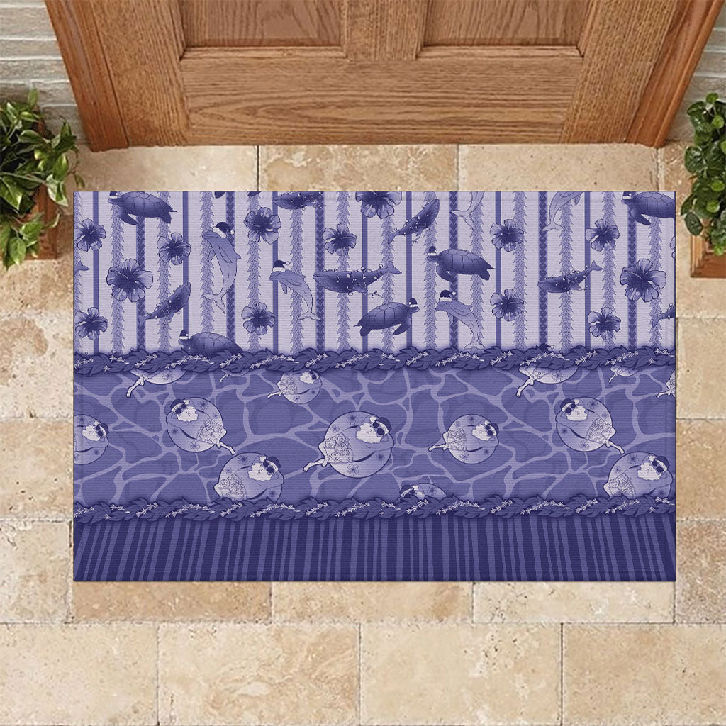 Hawaii Christmas In July Rubber Doormat Amethyst Purple Mele Kalikimaka Sea Animals