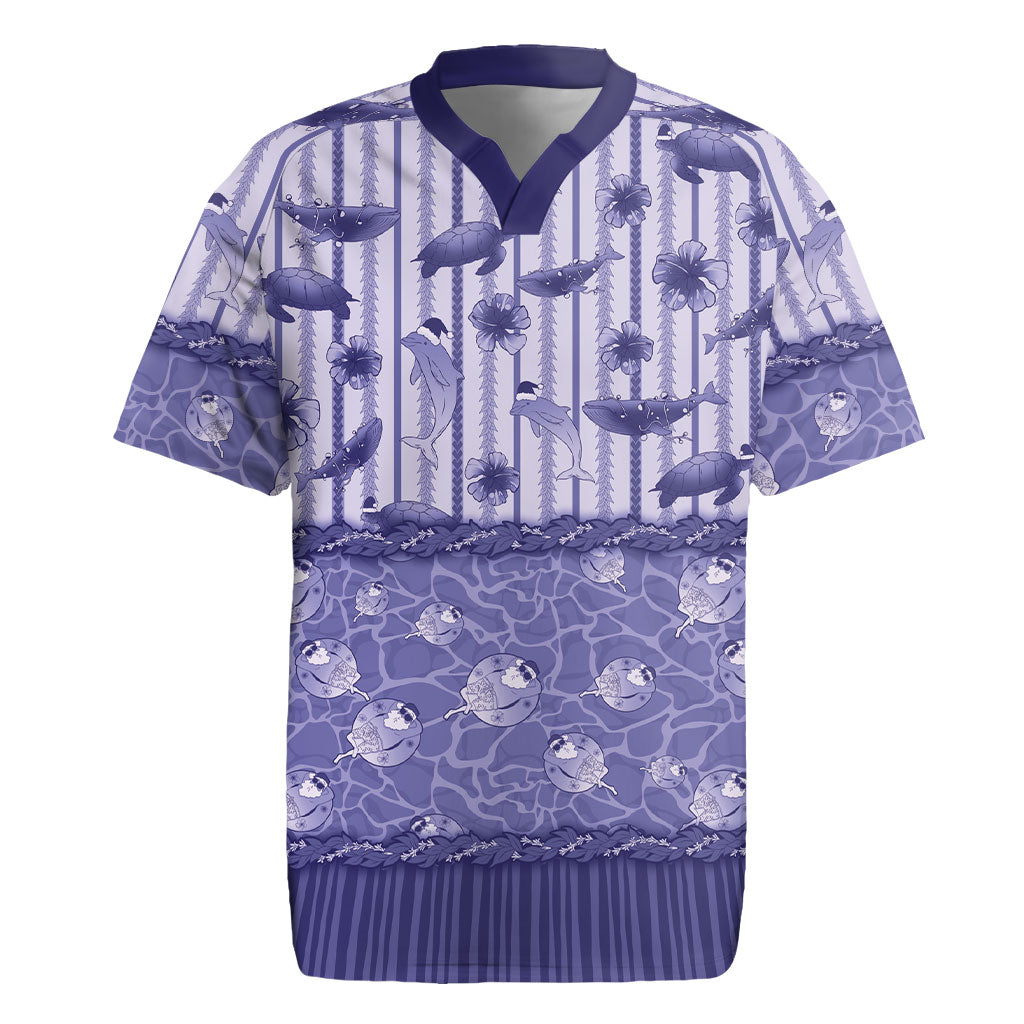 Hawaii Christmas In July Rugby Jersey Amethyst Purple Mele Kalikimaka Sea Animals