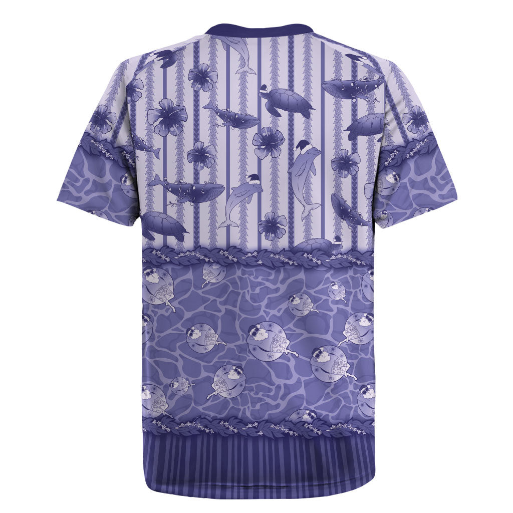 Hawaii Christmas In July Rugby Jersey Amethyst Purple Mele Kalikimaka Sea Animals