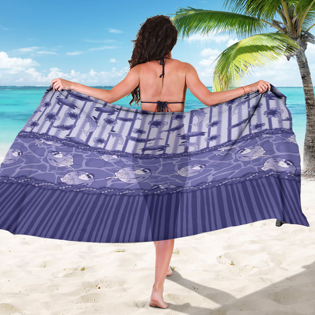 Hawaii Christmas In July Sarong Amethyst Purple Mele Kalikimaka Sea Animals
