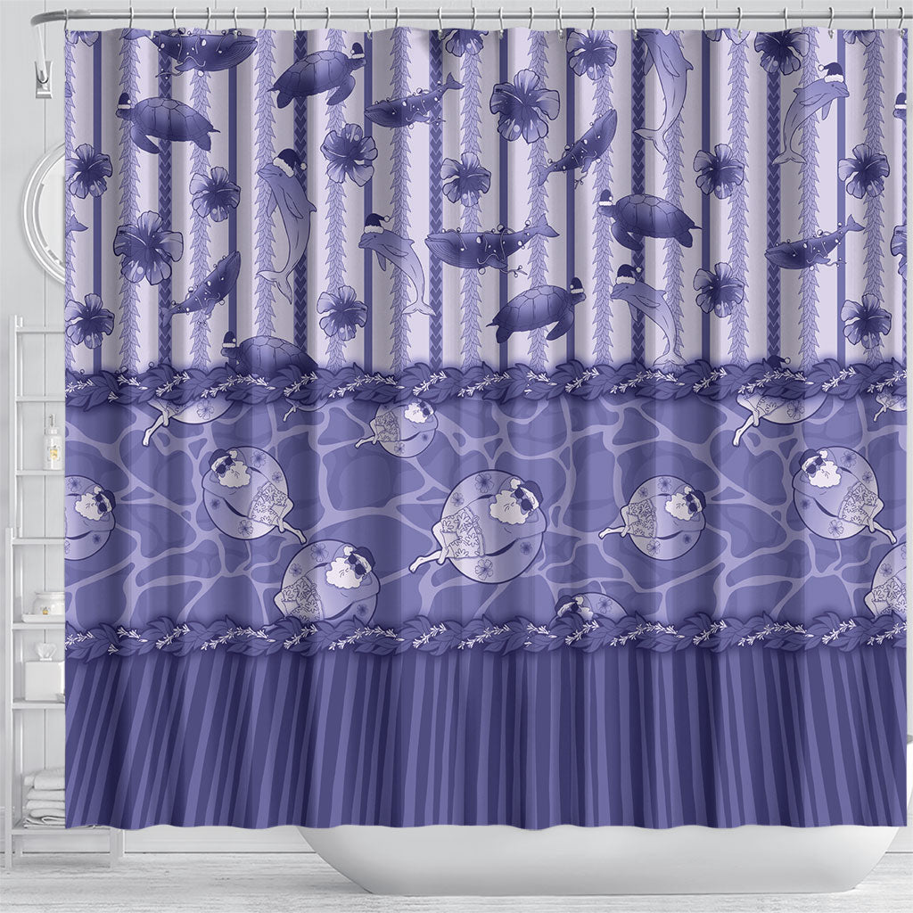 Hawaii Christmas In July Shower Curtain Amethyst Purple Mele Kalikimaka Sea Animals