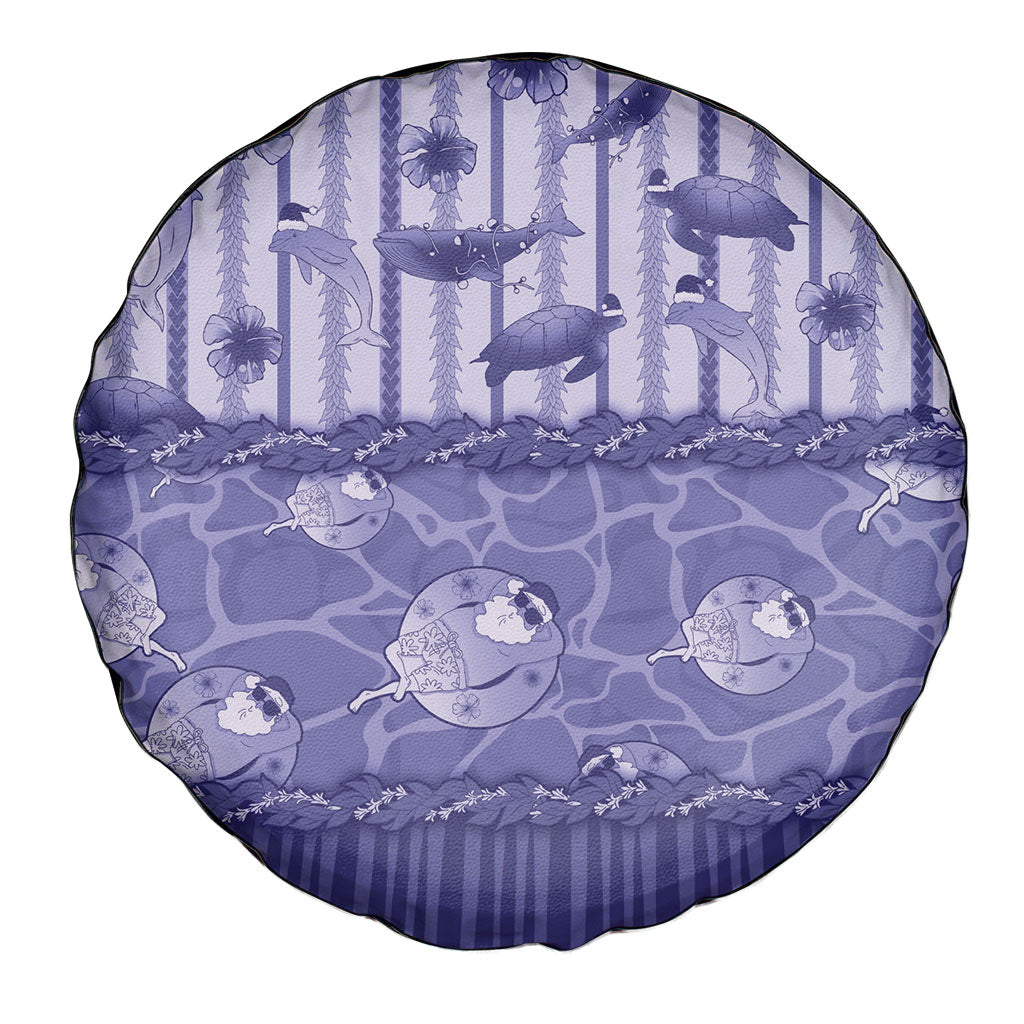 Hawaii Christmas In July Spare Tire Cover Amethyst Purple Mele Kalikimaka Sea Animals