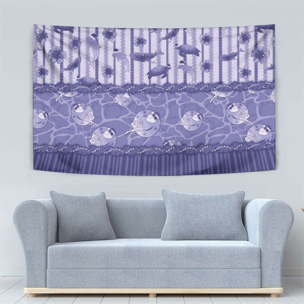 Hawaii Christmas In July Tapestry Amethyst Purple Mele Kalikimaka Sea Animals