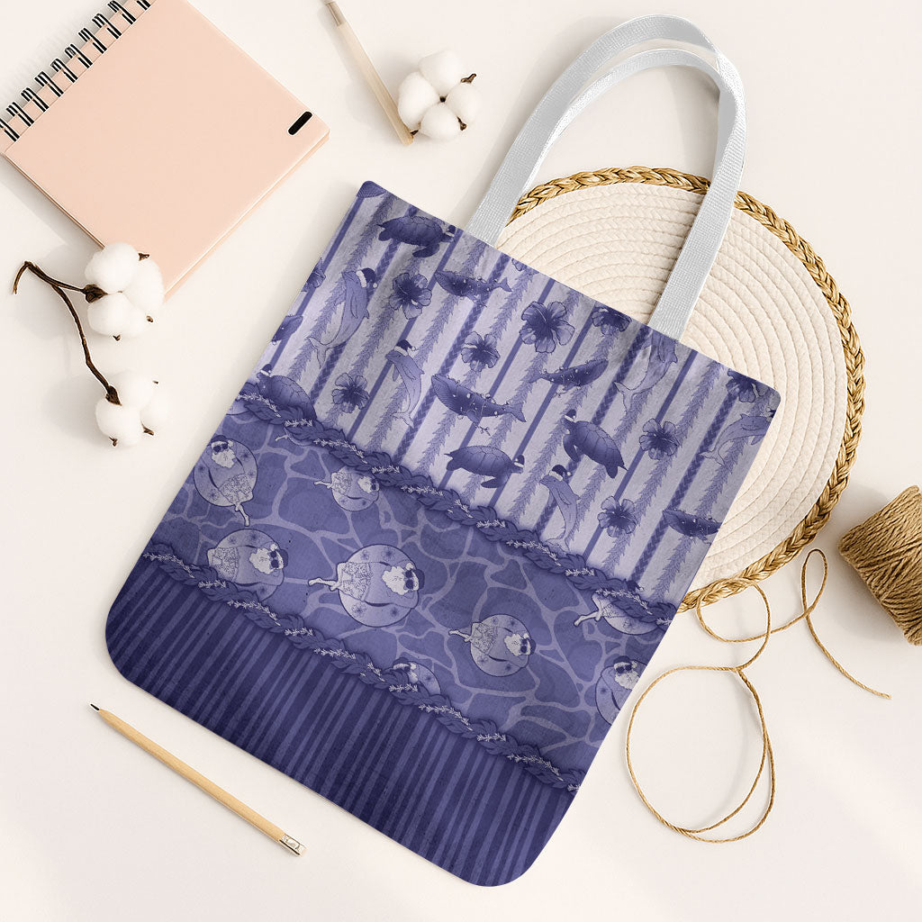 Hawaii Christmas In July Tote Bag Amethyst Purple Mele Kalikimaka Sea Animals