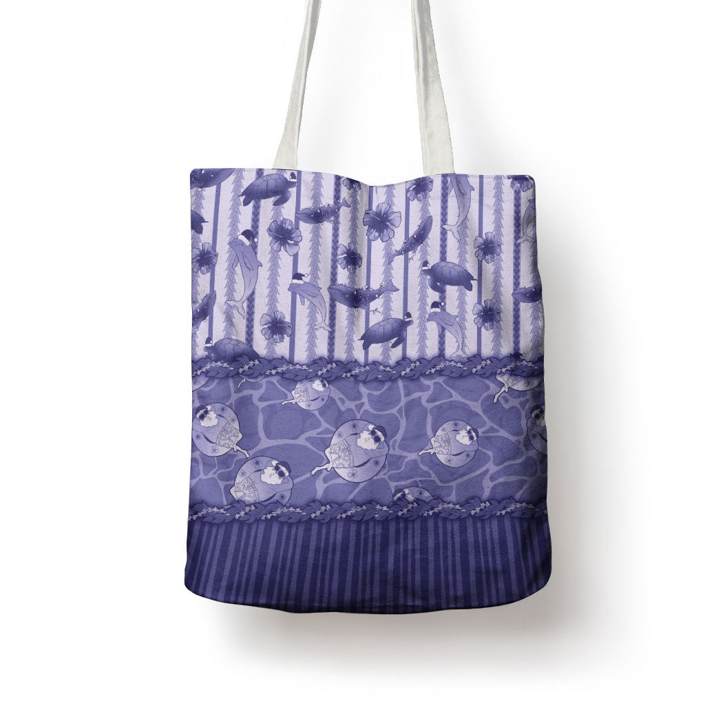Hawaii Christmas In July Tote Bag Amethyst Purple Mele Kalikimaka Sea Animals