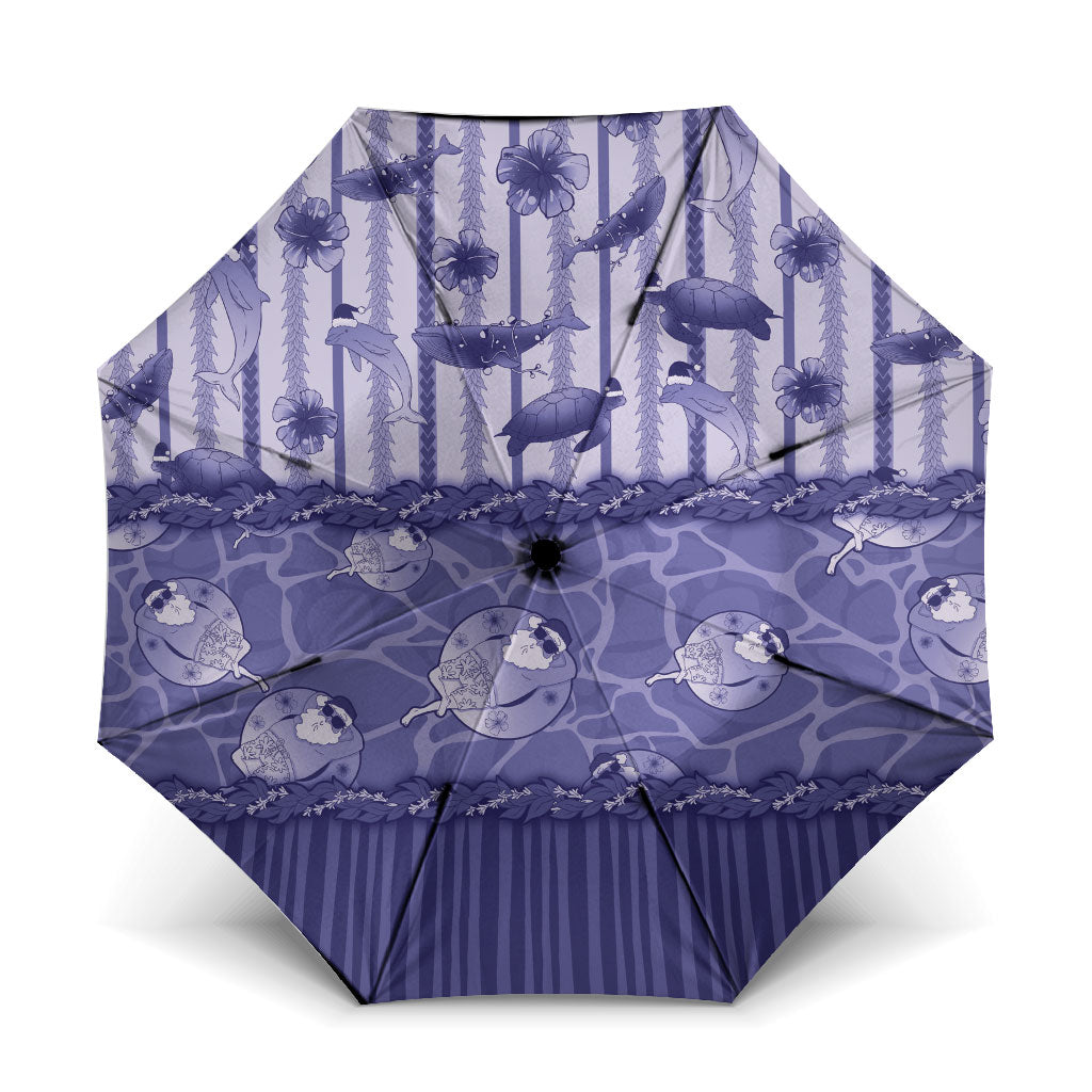 Hawaii Christmas In July Umbrella Amethyst Purple Mele Kalikimaka Sea Animals