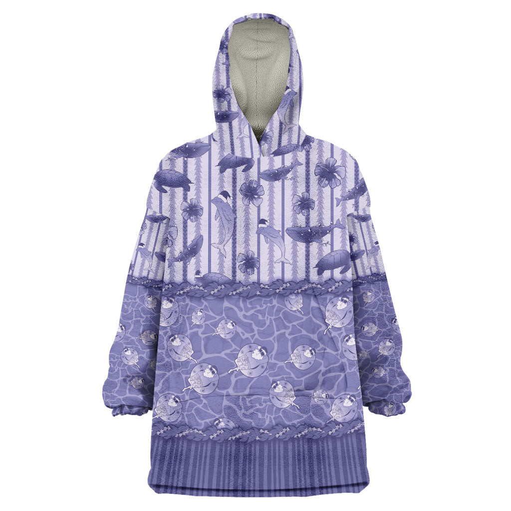 Hawaii Christmas In July Wearable Blanket Hoodie Amethyst Purple Mele Kalikimaka Sea Animals