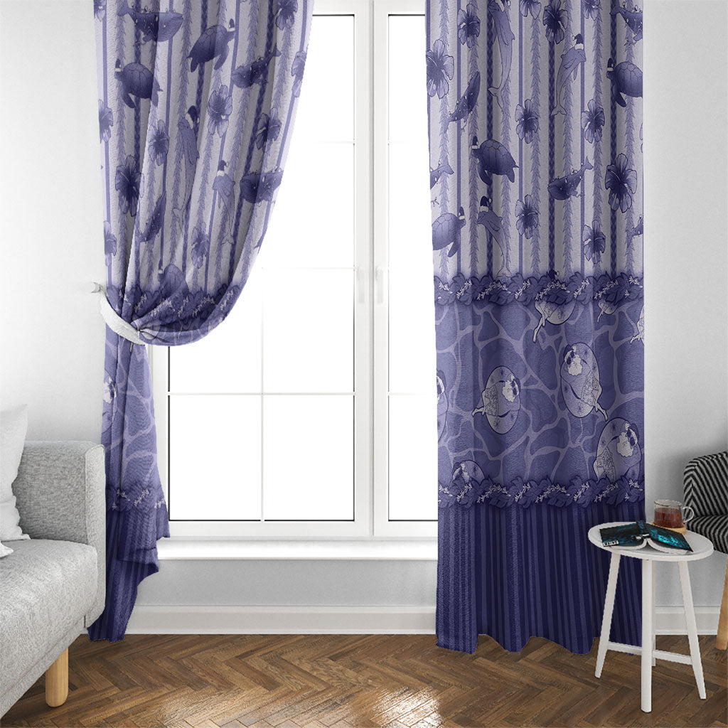 Hawaii Christmas In July Window Curtain Amethyst Purple Mele Kalikimaka Sea Animals
