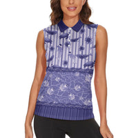 Hawaii Christmas In July Women Sleeveless Polo Shirt Amethyst Purple Mele Kalikimaka Sea Animals