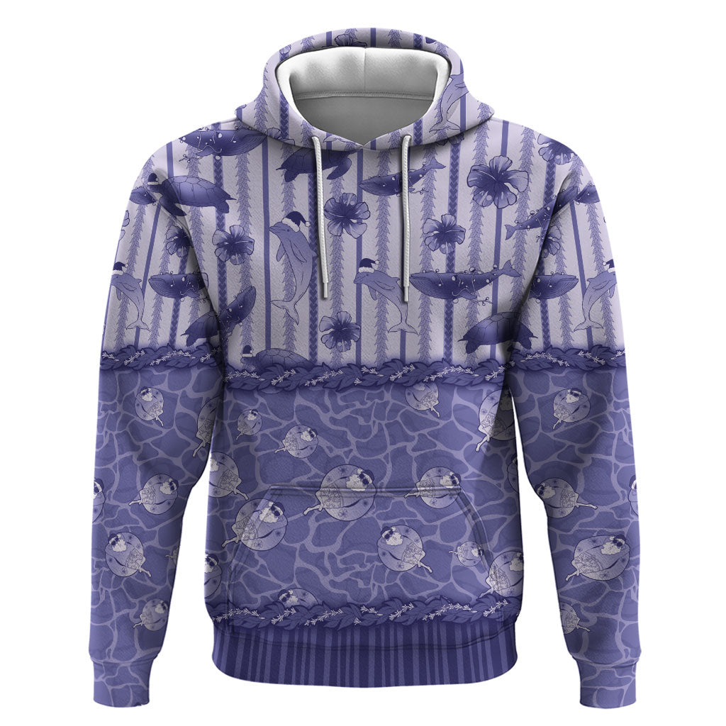 Hawaii Christmas In July Zip Hoodie Amethyst Purple Mele Kalikimaka Sea Animals