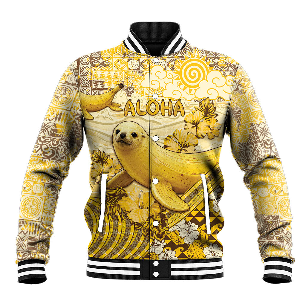 Hawaii Banana Seal Baseball Jacket Ilio Holo I Ka Uaua Aloha