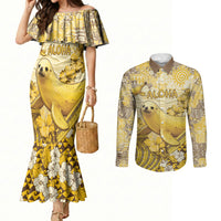 Hawaii Banana Seal Couples Matching Mermaid Dress and Long Sleeve Button Shirt Ilio Holo I Ka Uaua Aloha