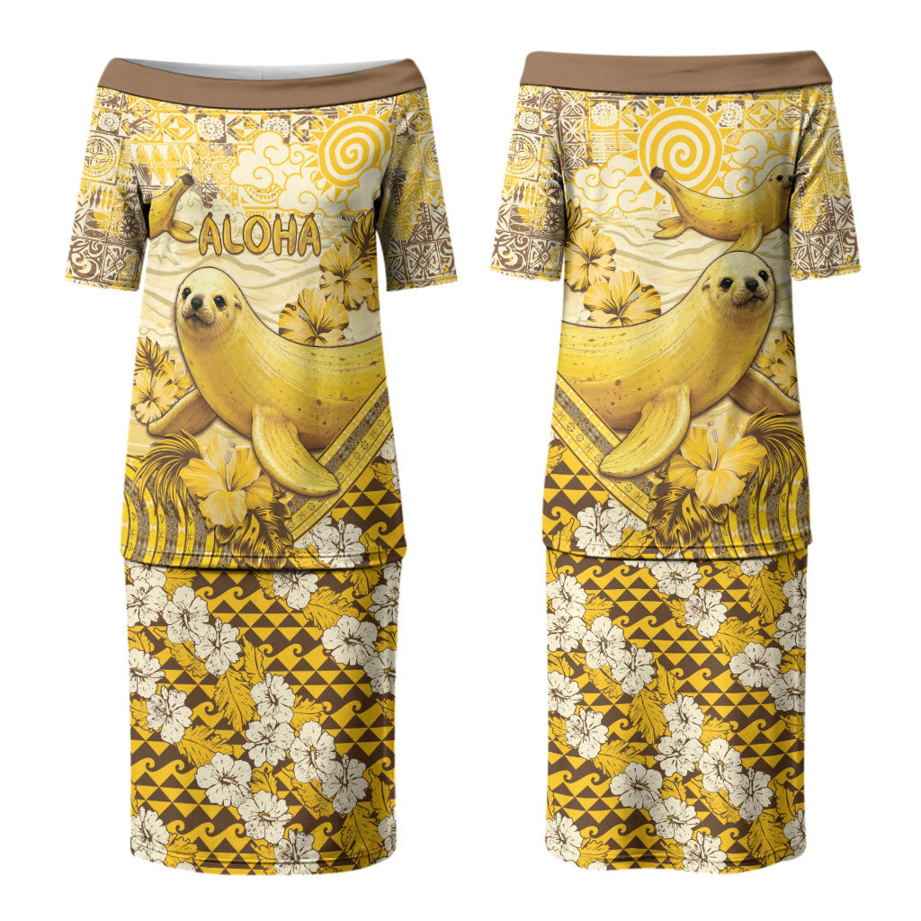 Hawaii Banana Seal Family Matching Puletasi and Hawaiian Shirt Ilio Holo I Ka Uaua Aloha
