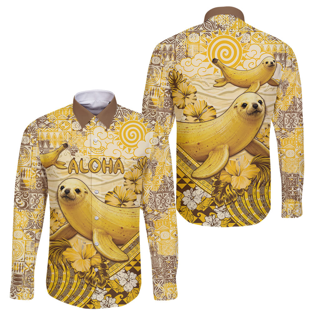 Hawaii Banana Seal Family Matching Puletasi and Hawaiian Shirt Ilio Holo I Ka Uaua Aloha