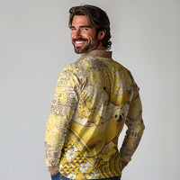 Hawaii Banana Seal Long Sleeve Polo Shirt Ilio Holo I Ka Uaua Aloha