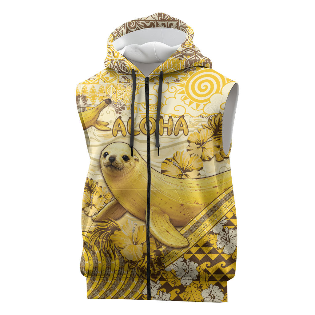 Hawaii Banana Seal Sleeveless Zip Hoodie Ilio Holo I Ka Uaua Aloha DT05 Yellow - Polynesian Pride