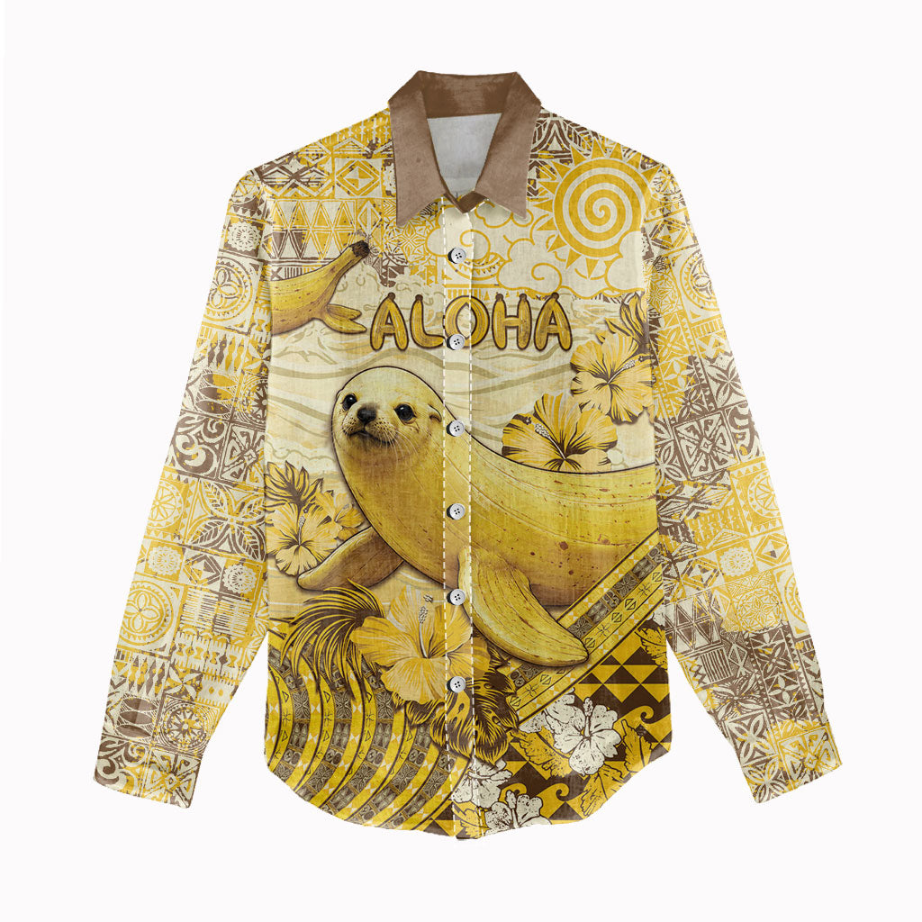 Hawaii Banana Seal Women Casual Shirt Ilio Holo I Ka Uaua Aloha