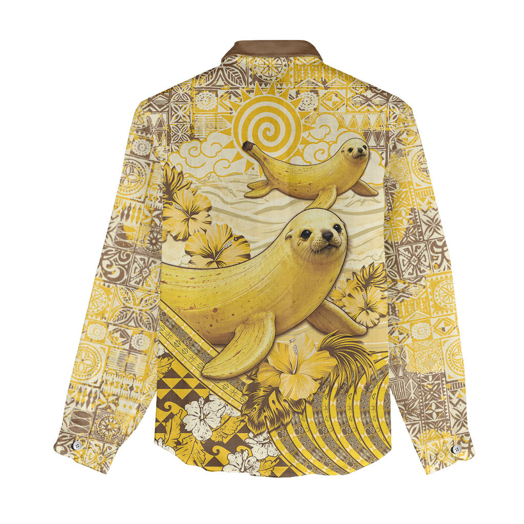 Hawaii Banana Seal Women Casual Shirt Ilio Holo I Ka Uaua Aloha