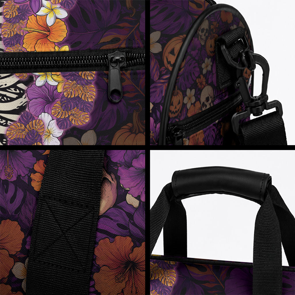 Hawaii Halloween Duffle Bag Skeleton Bones Flower Lei Tropical Floral