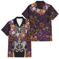 Hawaii Halloween Family Matching Summer Maxi Dress and Hawaiian Shirt Skeleton Bones Flower Lei Tropical Floral